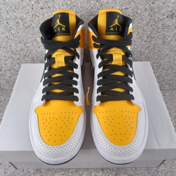 Nike Air Jordan 1 Mid University Gold White Sneakers Shoes - Picture 4 of 15
